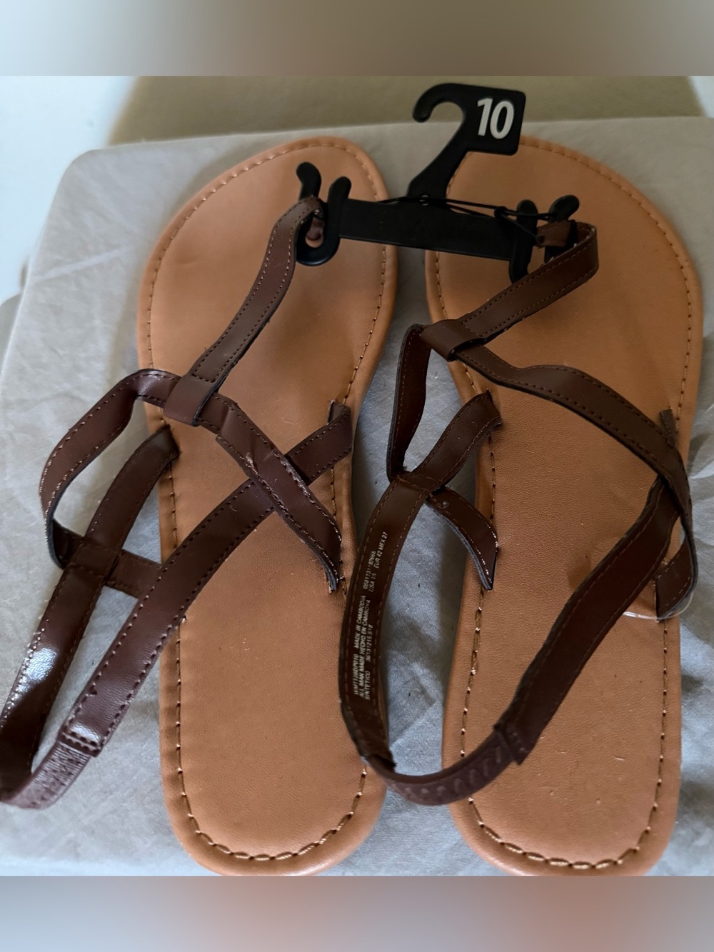 Time and Tru Brown Strappy Flat Sandals